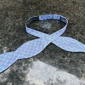 Collared Greens Blue Whisky and Cigar Pattern Double Sided Self-tie Bow Tie